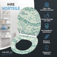 Soft Close Toilet Seat with Quick Release Mosaic World Green