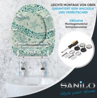Soft Close Toilet Seat with Quick Release Mosaic World Green