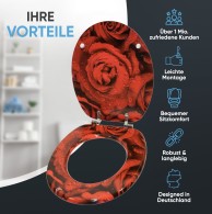 Soft Close Toilet Seat Red Rose