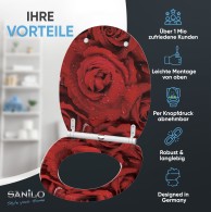 Soft Close Toilet Seat with Quick Release Red Rose