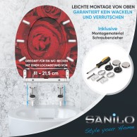 Soft Close Toilet Seat with Quick Release Red Rose