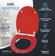 Soft Close Toilet Seat with Quick Release Red