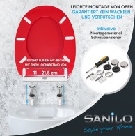 Soft Close Toilet Seat with Quick Release Red