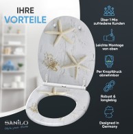 Soft Close Toilet Seat with Quick Release Sea Star Grey