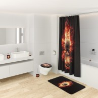 Shower Curtain Skull in Flames 180 x 200 cm