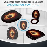 Soft Close Toilet Seat with Quick Release Skull in Flames