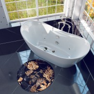 Bath Rug round Golden Leaves Ø 80 cm