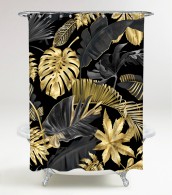 Shower Curtain Golden Leaves 180 x 200 cm