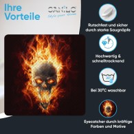 Bath Mat Skull in Flames 53 x 53 cm