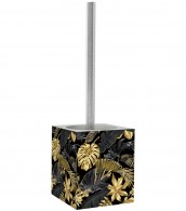 Toilet Brush and Holder Golden Leaves